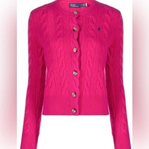 Ralph Lauren pink sky cashmere cable knit cardigan
